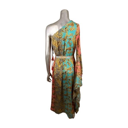 VESTIDO SEDA ESTAMPADO VERDE Y DORADO - Image 6